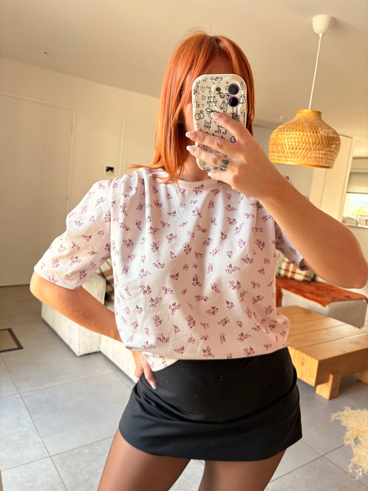 Blouse florale manches bouffantes