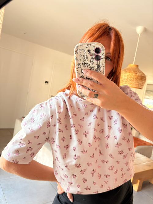 Blouse florale manches bouffantes