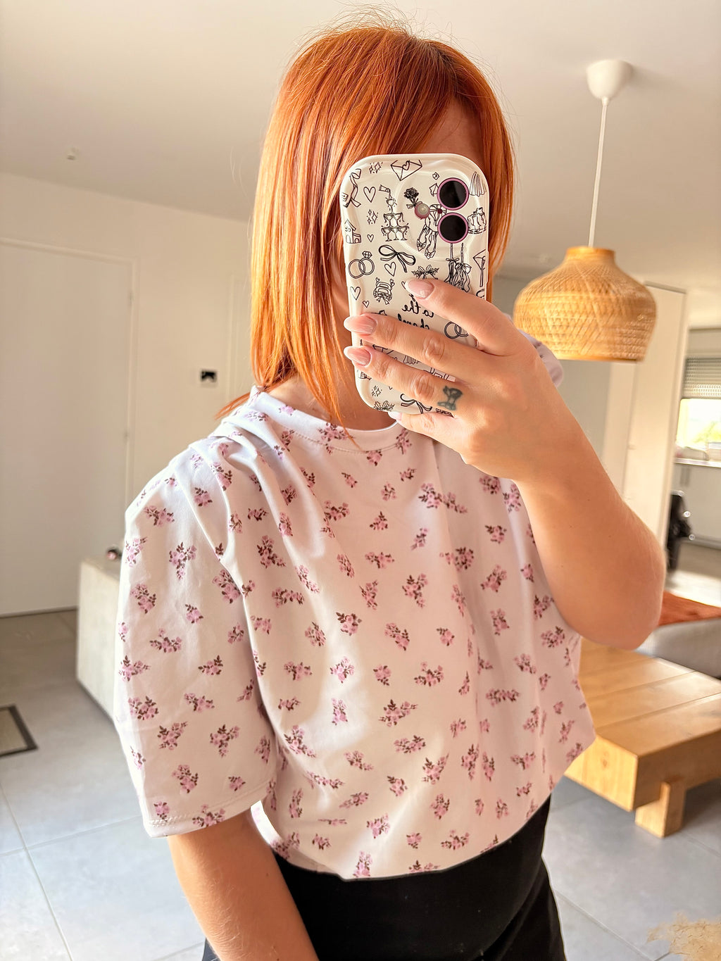 Blouse florale manches bouffantes