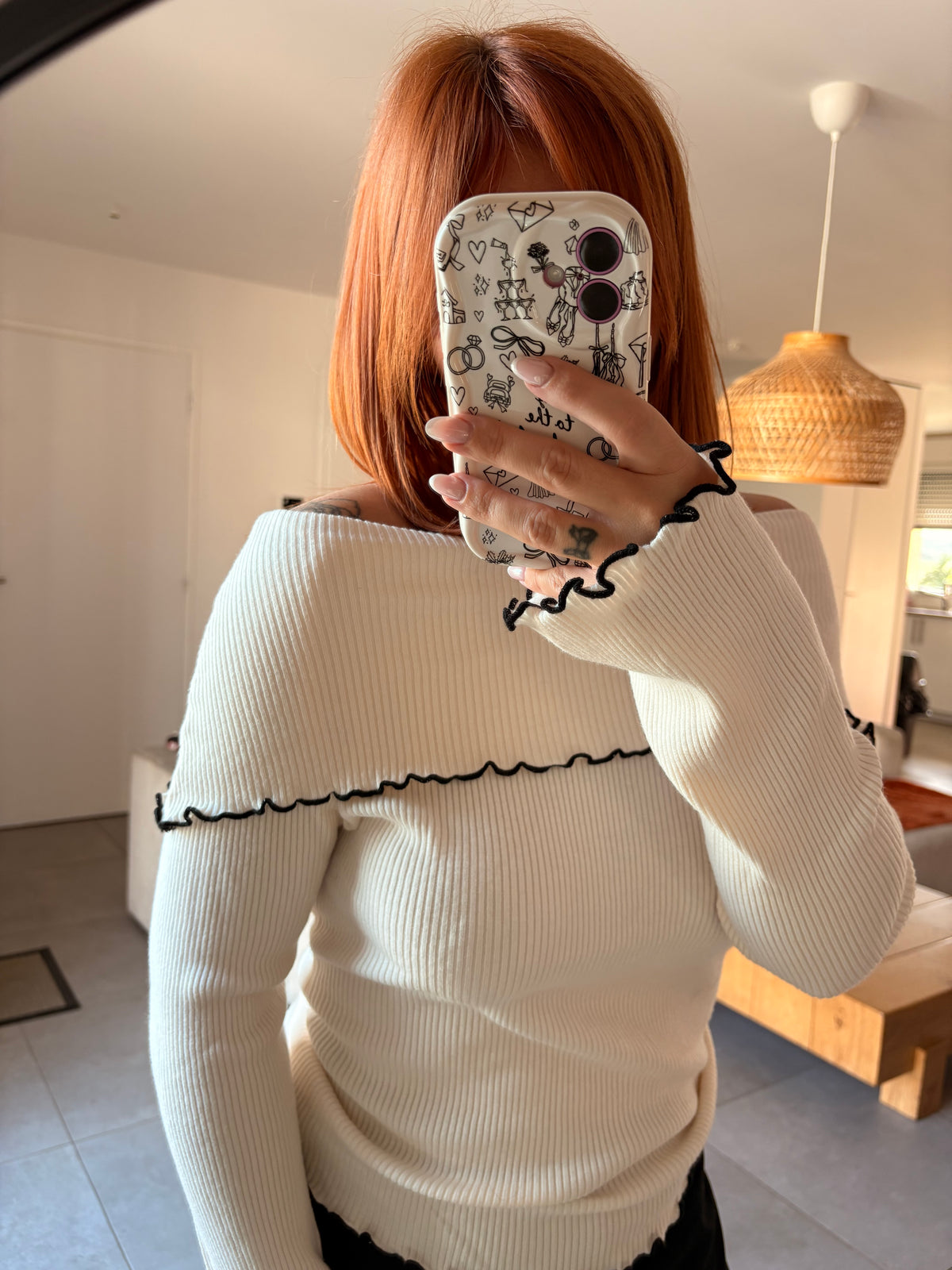 Pull Col Bardot bicolore